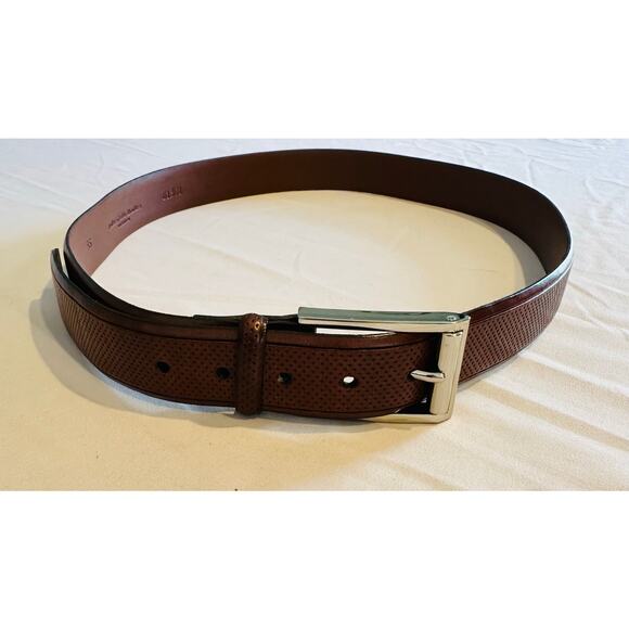 Torino Men's Brown Aniline Kipskin Shoulder Leather Belt Solid Brass Buckle 36 - Picture 2 of 9